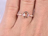 1.6ct Oval Cut Peach Morganite Accents with Solitaire Ring 14k Rose Gold Finish