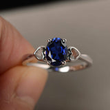 1ct Oval Cut Blue Sapphire Promise Solitaire Engagement Ring 14k White Gold Over