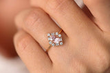 1.4ct Engagement Ring Oval Cut Morganite Halo Minimalist 14k Rose Gold Finish