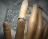 4 Prong Solitaire Engagement Ring 3ct Asscher Cut Diamond 14k White Gold Finish