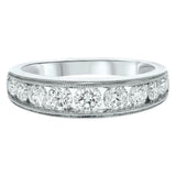 2.9ct Wedding Band Round Cut Diamond Milgrain Half Eternity 14k WhiteGold Finish