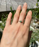 0.3ct Engagement Ring Pear Cut Emerald Minimalist Trilogy 14k Yellow Gold Finish