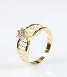 6 Prong Solitaire Engagement Ring 0.5ct Round Cut Diamond 14k Yellow Gold Finish