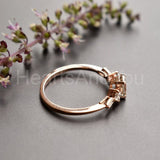 1.3ct Emerald Cut Simulated Peach Morganite Five Stone Ring 14K Rose Gold Plated