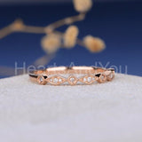 0.25ct Round Cut Moissanite Minimalist Women Wedding Band 14k Rose Gold Plated
