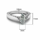 1.5ct Marquise Cut Diamond Engagement Ring 14k White Gold Finish Antique Vintage