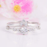 1.7ct Round Cut Diamond Engagement Ring Bridal Set Minimalist 14k WhiteGold Over