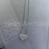 1ct Round Cut Moissanite Cluster Love Pendant Chain 14k White Gold Plated