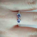 1ct Pear Cut Purple Amethyst Engagement Ring Infinity Design 14k White Gold Over