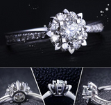 3Ct Round Cut Diamond Floral Engagement Ring 14K White Gold Finish Round Accents