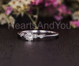 0.25ct Round Cut Moissanite Minimalist Engagement Ring 14k White Gold Plated