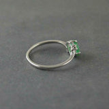 1.2ct Engagement Ring Oval Cut Green Emerald Swirl Trilogy 14k White Gold Finish