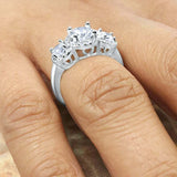 3ct Round Cut Diamond Engagement Ring Halo Trilogy Solitaire 14k White Gold Over