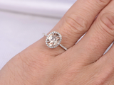 2.3ct Oval Cut Peach Morganite Diamond Halo Solitaire Ring 14k White Gold Finish