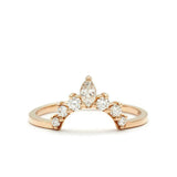 0.3ct Marquise Cut Diamond Wedding Band 14k Rose Gold Over Stackable Crown Tiara