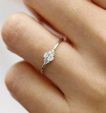 1.2ct Oval Cut Diamond Engagement Ring Petite Minimalist 14k White Gold Finish