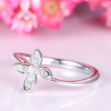 1.2ct Round Cut Diamond Engagement Ring Floral Solitaire 14k White Gold Finish