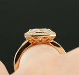 2ct Round Cut Diamond Baguette Halo Milgrain Engagement Ring 14k Rose Gold Over