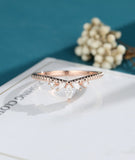 0.5ct Marquise Cut Simulated Diamond Curved Wedding Band 14k Rose Gold Plated