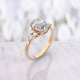 2ct Oval Simulated Diamond Round Petite Engagement Ring 14k Yellow Gold Plated
