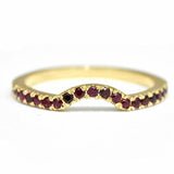 1ct Round Cut Pink Ruby Stackable Curved Crown Wedding Band 14k Yellow Gold Over