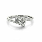 3.5ct Round Cut Diamond Two Stone Solitaire Engagement Ring 14K White Gold Over