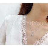 2ct Oval Cut Simulated Diamond Halo Pendant with Chain 14k White Gold Plated