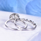 2ct Round Cut VVS1 Diamond Halo Bridal Set Engagement Ring 14k White Gold Finish