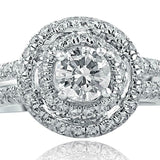 1.45ct Round Cut Diamond Engagement Ring Dual Halo Split Band 14k WhiteGold Over