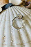2.2ct Engagement Ring Emerald Cut Peach Morganite Trilogy 14k White Gold Finish