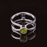 0.3ct Engagement Ring Round Cut Green Peridot Split Shank 14k White Gold Finish
