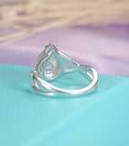 Halo Infinity Split Band Engagement Ring 2ct Pear Cut Diamond 14k WhiteGold Over