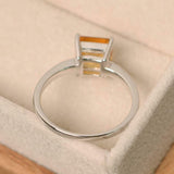 2.3ct Engagement Ring Asscher Cut Yellow Citrine Solitaire 14k White Gold Finish