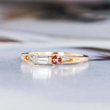 0.9ct Baguette Cut Diamond Engagement Ring Petite Minimalist 14k YellowGold Over