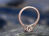 1.7ct Round Cut Peach Morganite Engagement Ring 14k Rose Gold Finish Three Stone