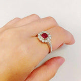 1.2ct Princess Cut Pink Ruby Engagement Ring Art Deco Halo 14k White Gold Finish