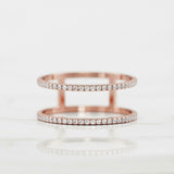 Double Row Open Wedding Band 1.2ct Round Cut VVS1D Diamond 14k Rose Gold Finish