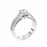4Ct Round Cut Diamond Iced Cluster Shank Engagement Ring 14K White Gold Finish