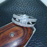 3ct Round Cut Diamond Engagement Ring 14k White Gold Finish Bridal Set Promise