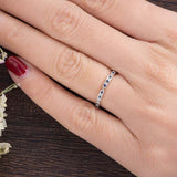0.7ct Round Blue Sapphire Stackable Anniversary Wedding Band 14k White Gold Over