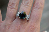 2.5ct Engagement Ring Oval Cut London Blue Topaz Floral 14k White Gold Finish