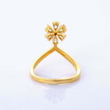 2.2ct Engagement Ring Pear Cut Diamond Floral Crown 14k Yellow Gold Finish