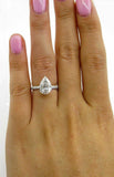 4.5ct Pear Diamond Hidden Halo Solitaire Ring 14K White Gold Over Round Accent