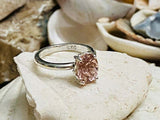 1.3ct Engagement Ring Oval Cut Peach Morganite Solitaire 14k White Gold Finish