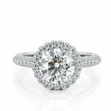 5Ct Round Cut DVVS1 Diamond Accent Iced Halo Engagement Ring 14K White Gold Over