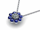 1.7ct Diamond Round Cut Sapphire Halo Pendant with Chain 14k White Gold Finish