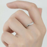 0.14ct Round Cut Diamond Wedding Band Dainty Minimalist 14k White Gold Finish