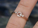 1.7ct Round Cut Peach Morganite Engagement Ring 14k Rose Gold Finish Three Stone