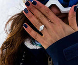 1.1ct Round Cut Diamond Halo Solitaire Engagement Ring 14k White Gold Finish