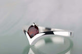 0.5ct Round Cut Red Garnet Engagement Ring Solitaire Curved 14k WhiteGold Finish